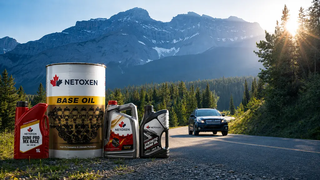 Netoxen products beside a mountain road in the Canadian Rockies